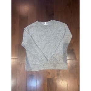 HM Divided Women Heather Grey Crewneck Sweatshirt Relaxed Fit Pullover M